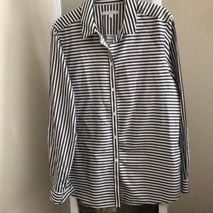 Foxcroft Non Iron Button Down Shirt Black White 14